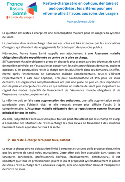 Reste-à-charge zéro en optique, dentaire et audioprothèse : les critères pour une réforme utile à l’accès aux soins des usagers, note de France Assos Santé