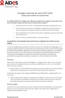 Stratégie nationale de santé 2017‐2022. Pistes de réflexions de l'association Aides