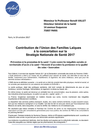 Stratégie nationale de santé, contribution de l'UFAL